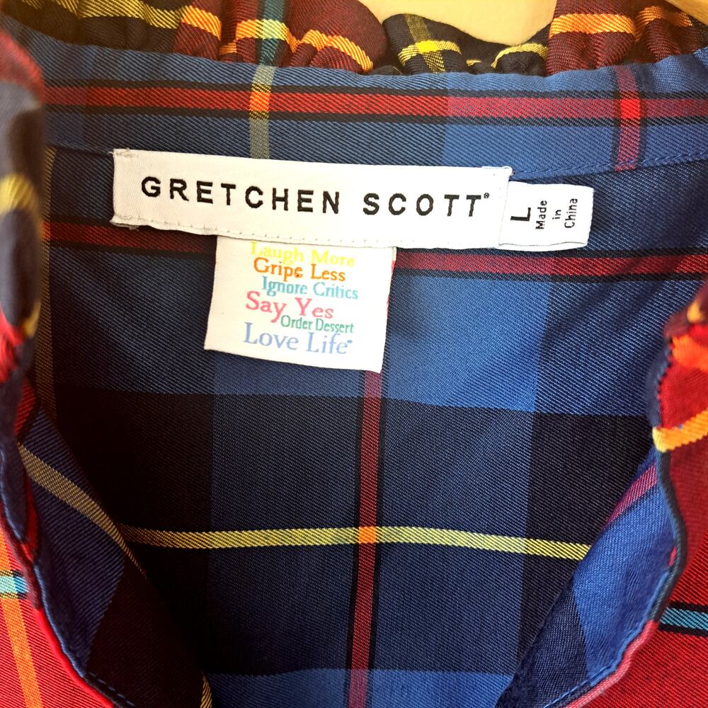 Gretchen Scott Teardrop Dress Plaidly Cooper  Red Plaid Size Large Preppy - Picture 8 of 12